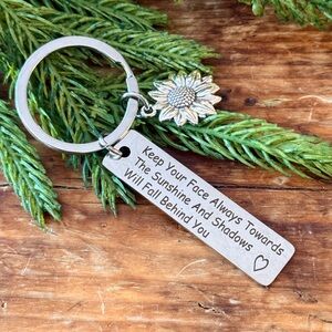 Sunflower Charm Keychain with Inspirational Message